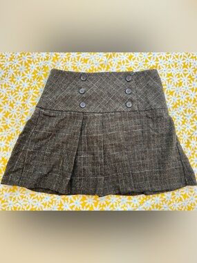BENETTON - Women’s High-Waist Pleated Mini Skirt in Brown Plaid
